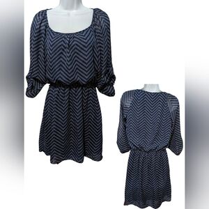 Speechless. Dress. Mini. Chevron Print. Semi Sheer. Scoop Neck